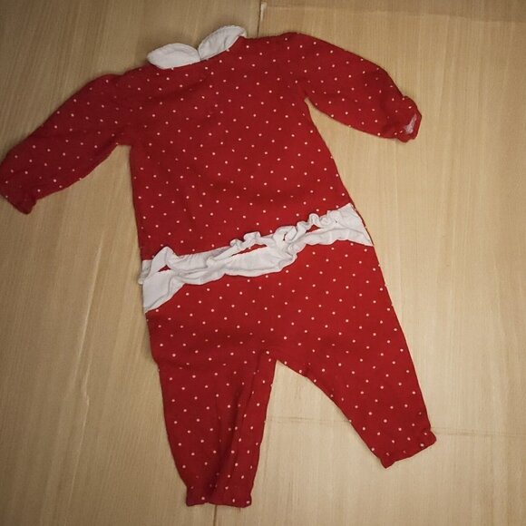 Okie Dokie Infant Girls Red Polka-dot Daddy One Piece Outfit 3-6 Months - Picture 2 of 6
